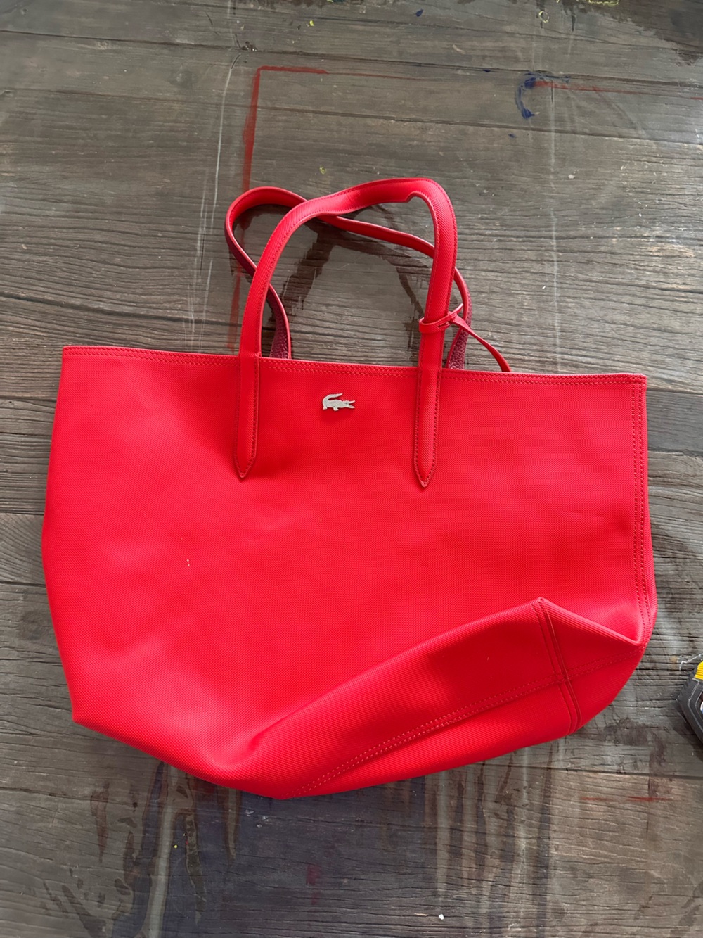 Lacoste Red Tote with Croc Logo